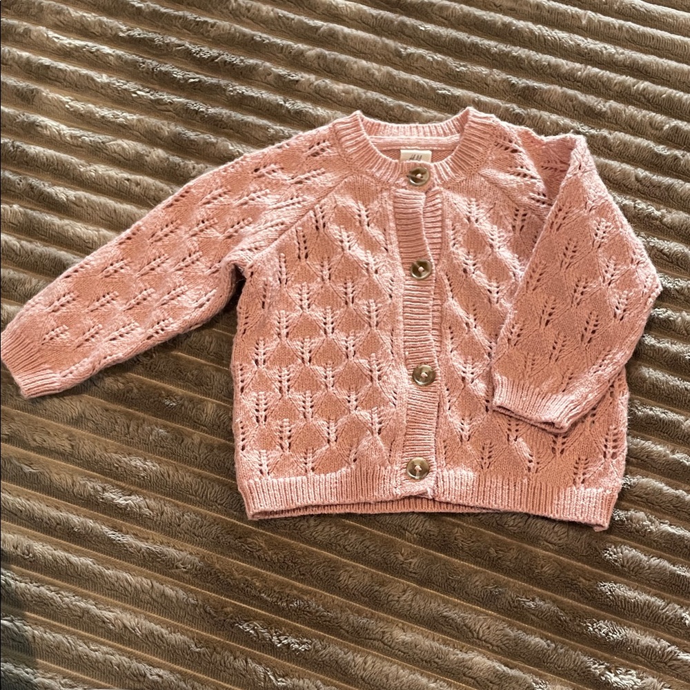 H&M Soft Blush Knit Baby Cardigan